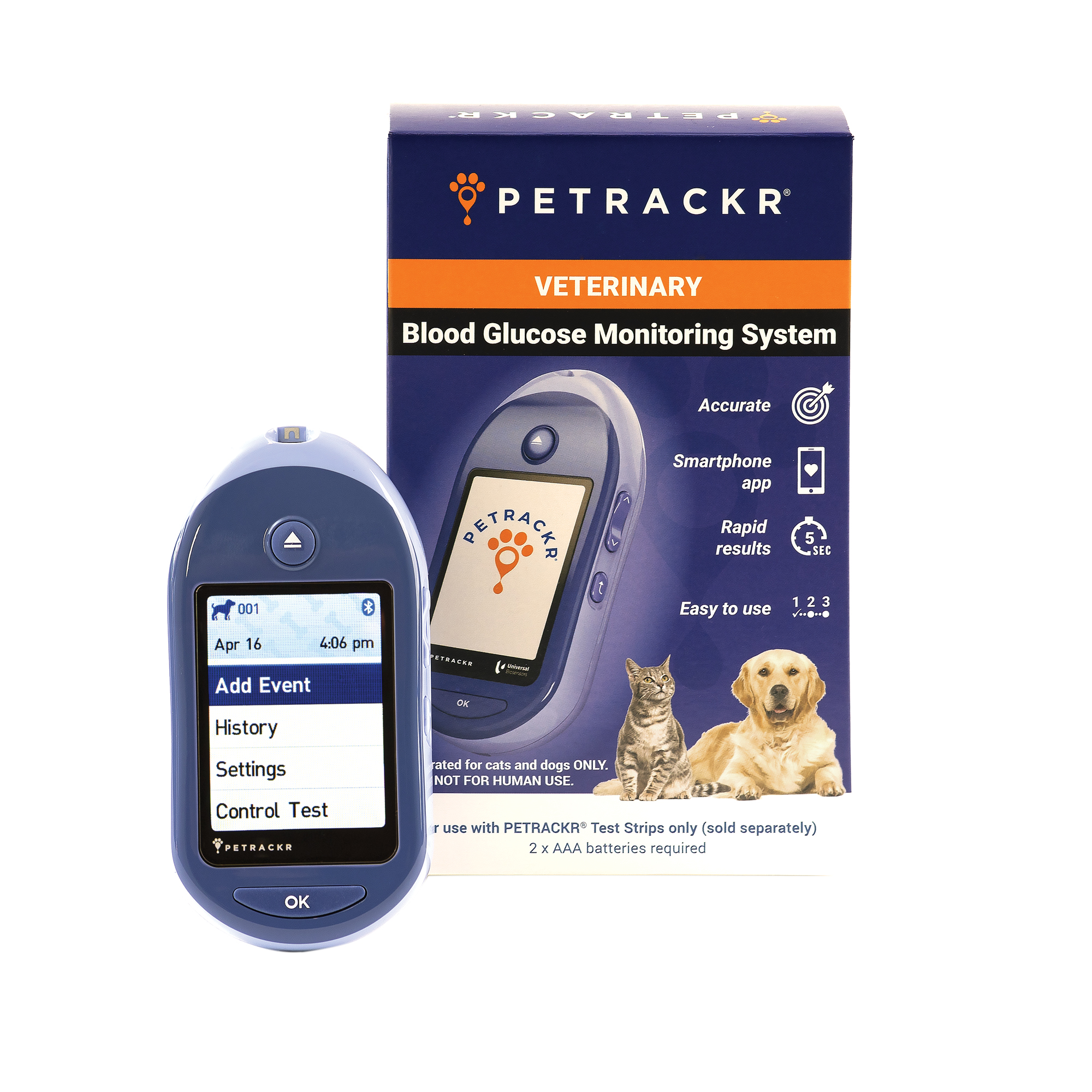 Petrackr Meter Kit, Including Meter, Lancing Device, 100x Lancets and 50 Test Strips